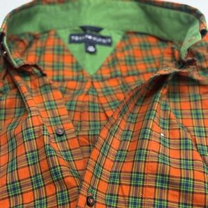 Tommy Hilfiger Orange and Green Plaid Men's Shirt